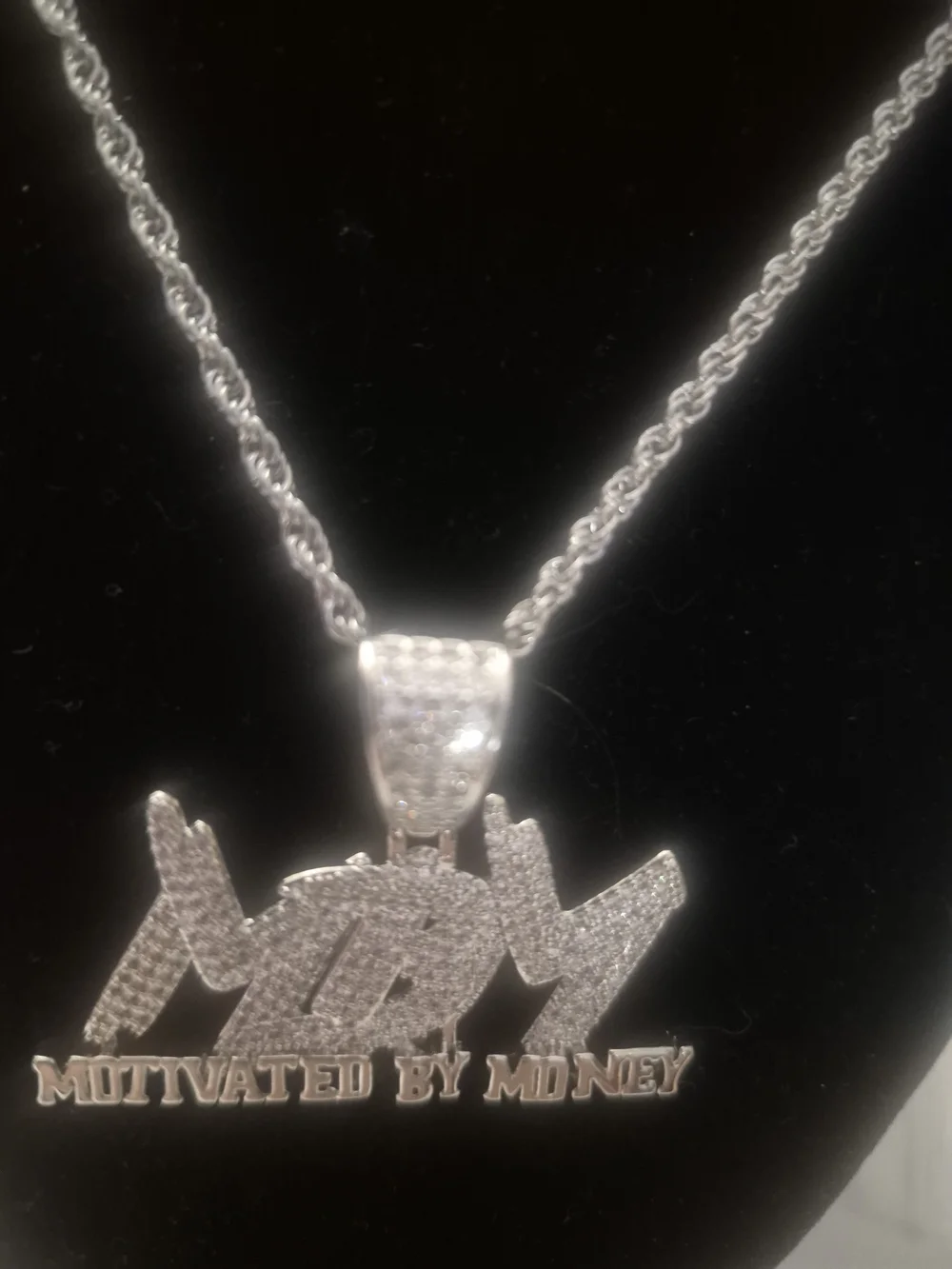 Set: Motivated By Money Silver Pavé Pendant Necklace
